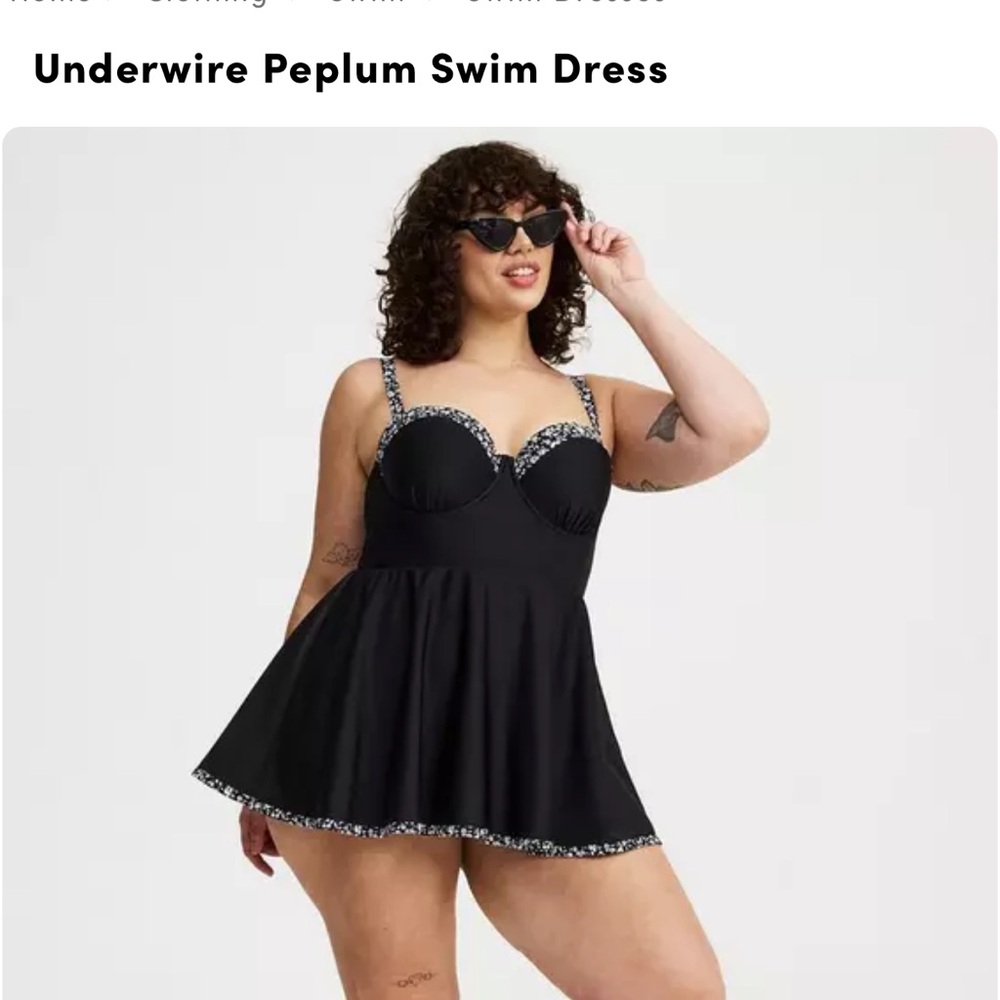 Torrid Black Underwire Peplum Swim Dress